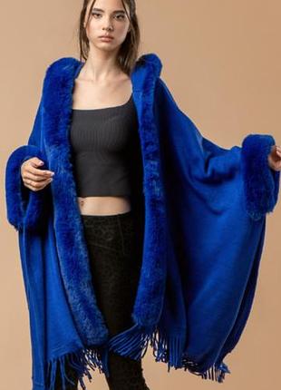 Элегантная накидка -пончо с капюшоном just style, l, xl, xxl
