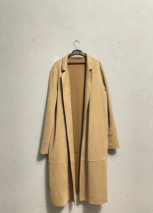 Пальто жіноче zara замшеве бежеве