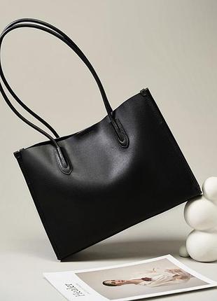 Сумка жіноча runa bags чорна шкіряна