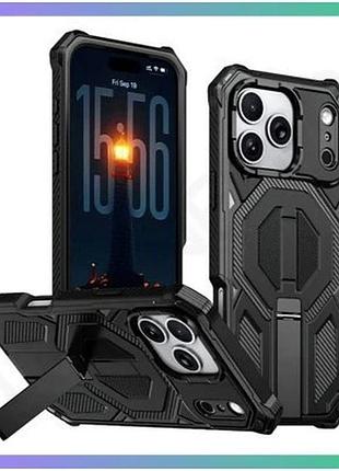 Чехол magsafe armor case для apple iphone 13 pro max чорний пластиковий з підставкою для смартфона sku sku_stcom_2710000349679
