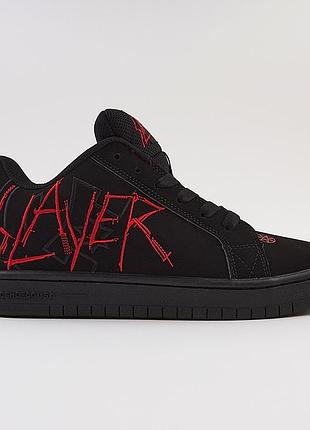 Dc x slayer court graffik black red | чорно-червоні замшеві дуті кеди