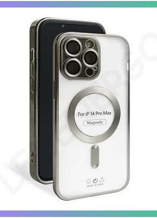 Чехол magsafe для apple iphone 14 pro max сірий матовий чохол-накладка з захистом камери закритим низо sku_stcom_2710000297673