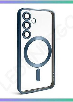Чехол magsafe для samsung galaxy s24 s921 s25 s931 матовый с закрытой камерой и стеклом синий sku_2710 sku_stcom_2710000308287