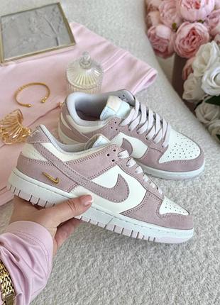 Кроссовки женские замшевые nike dunk low sail pink