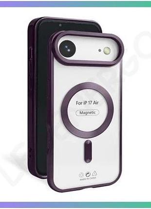 Чохол magsafe для apple iphone 17 air фіолетовий матовий накладка з відкритою камерою та захистом об'є sku_stcom_2710000336105