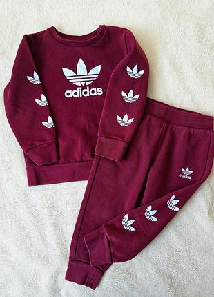 Костюм для дівчаток adidas бордовий на флісі