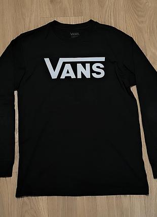 Лонгслів чоловічий vans чорний з білим логотипом, розмір s