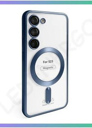 Чехол magsafe для samsung galaxy s23/s911 2023 матовый темно-синий накладка для смартфона с закрытой к sku_stcom_2710000308270