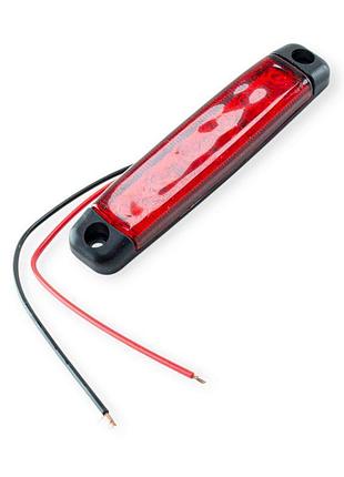 Фонарь маркерный прямоугольный красный 95х20мм 6 led на рамке autolight