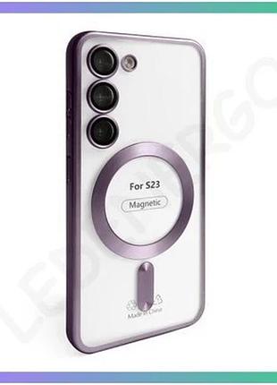 Чехол magsafe для samsung galaxy s23 фіолетовий матовий чохол-накладка для смартфона з закритою камеро sku_stcom_2710000297857