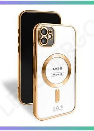 Чехол с функцией magsafe для apple iphone 11 золотой накладка для смартфона закрытая камера sku_271000 sku_stcom_2710000284536