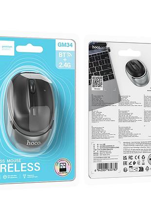 Маніпулятор миша hoco nuevo dual-mode business wireless mouse black metal gray ( ) 2