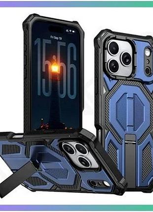 Чохол magsafe armor case для apple iphone 17 pro з підставкою темно-синий захисна накладка для смартфо sku_stcom_2710000349808