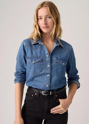 Жіноча джинсова сорочка levi's синя xs