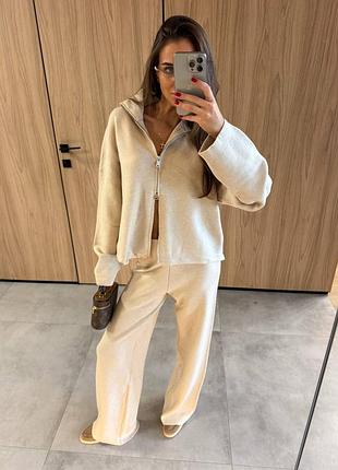 Накладной платеж ❤ 50% вискоза турецкий вязаный костюм кофта кардиган на молнии и штаны палаццо