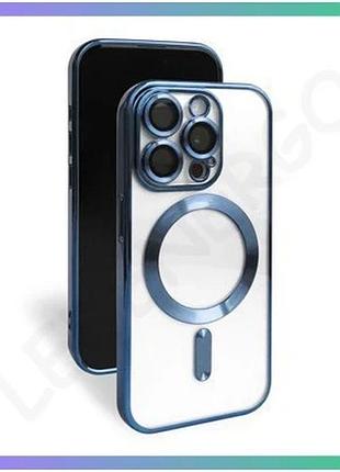 Чехол magsafe для apple iphone 15 pro с закрытой камерой и стеклом на камеру синий sku_2710000285533 sku_stcom_2710000285533