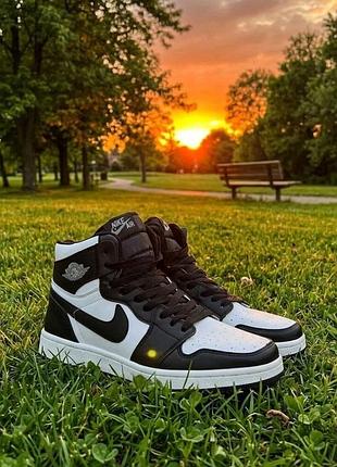 Мужские высокие кроссовки nike air jordan/черно белые хайтопы найк аэр джордан