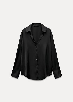 Сорочка жіноча zara чорна сатинова