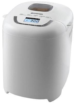 Хлебопечка gorenje 550вт, программ-15, макс.вес -0.9кг, форма прямоугольник, пластик, белый