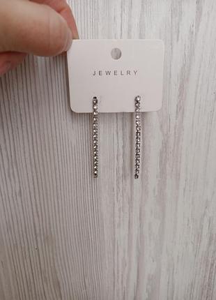 Сережки жіночі jewelry підвіски зі стразами, сріблясті