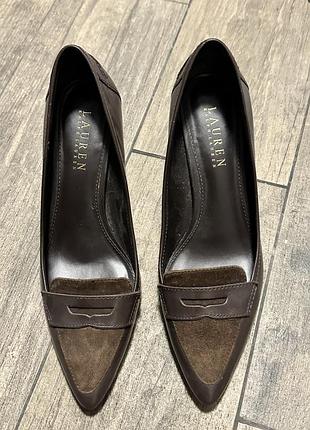 Коричневі шкіряні туфлі ralph lauren