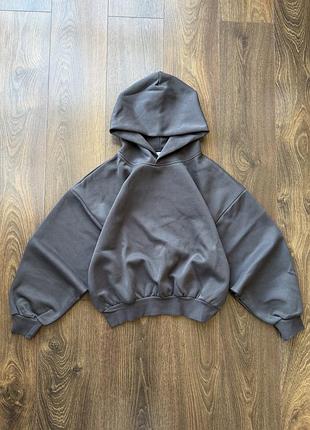 Худи boxy fit серое графит оверсайз широкое baggy yzy yeezy y2k sk8 m