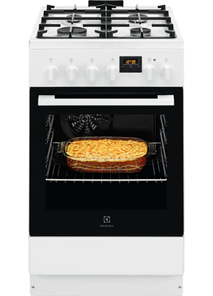 Плити кухонні electrolux lkk520211w комбінований (газ+електрика) білий