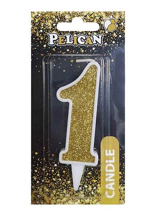 Свічка для торта цифра " " золото 7см, tm pelican