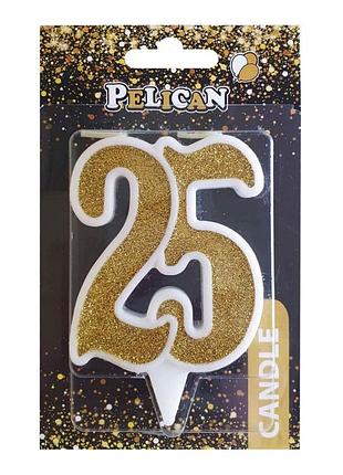 Свічка для торта цифра " " золото 7см, tm pelican