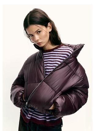 Pull&bear бордовый пуховик 5