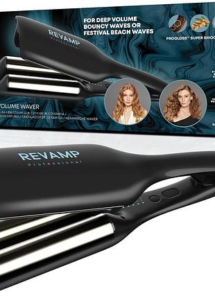 Плойка для волос revamp progloss 2 в 1 керамические щипцы для завивки волос и создания объемных пляжных волн