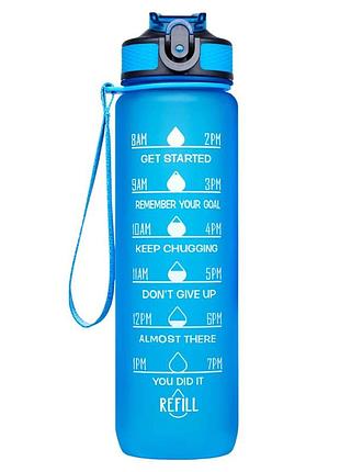 Бутылка для воды apx 1000 мл, мотивационная, tritan bpa free, синяя, для спорта и ежедневного использования