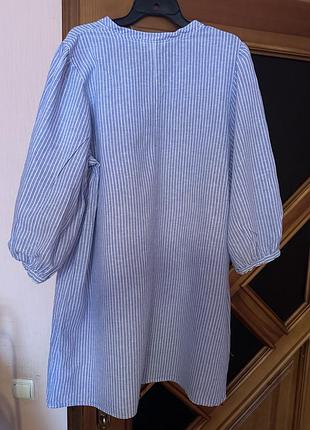 Сукня h&m, блакитна, розмір l, льон 3