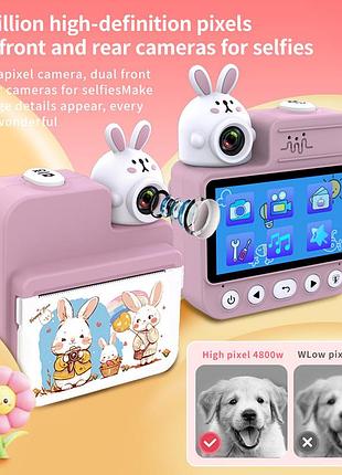 Детский фотоаппарат мгновенной печати, pink rabbit
