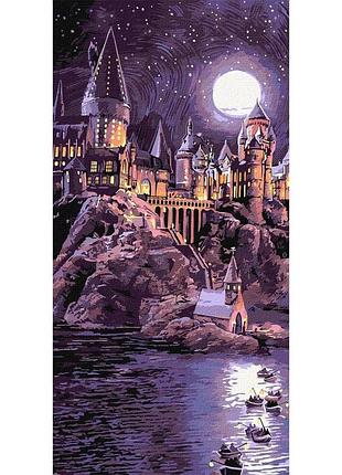 Набір для розпису по номерах wb "harry potter: прибуття до гоґвортсу з фарбами металік extra" 40х80см