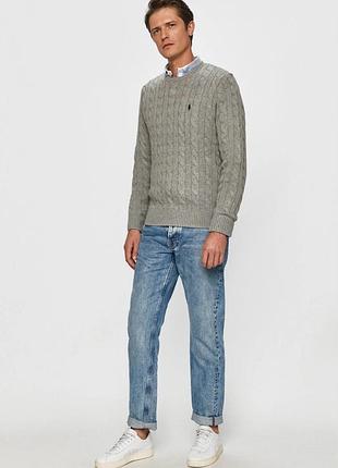 Светр чоловічий polo ralph lauren сірий бавовняний розмір m