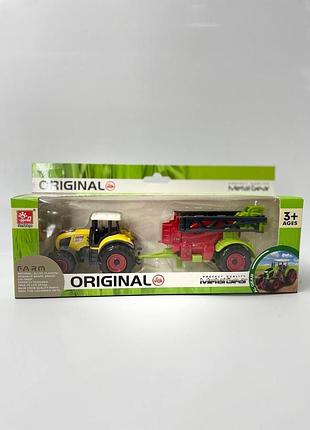 Ігровий набір «фермер»: металевий трактор з причепом-обприскувачем (sunq toys)
