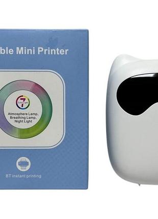 Принтер c37 mini, портативний принтер,11-8,5-4,5см, світло, акум.,usbзарядне, папір,2 кольори,в кор.