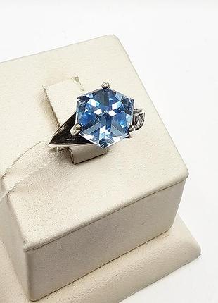 Кільце срібне з куб.цирконієм і кристалом сваровськи"куб" 17 4,96 г