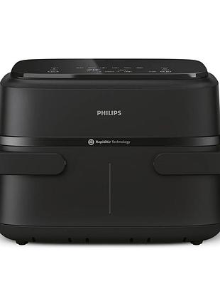 Мультипіч philips ovi flex dual 2450вт, чаша-6+3л, сенсорне управл., 2 контейнера, 6 авто. програм, пластик, чорний