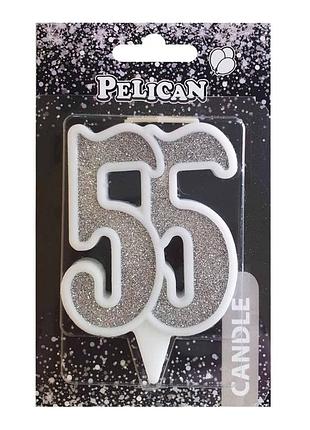 Свічка для торта цифра " " срібло 7см, tm pelican