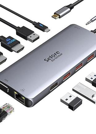 Многофункциональная usb-c док-станция selore 11 in 1 usb-c hub seuc3310 многопортовый адаптер для подключения мониторов