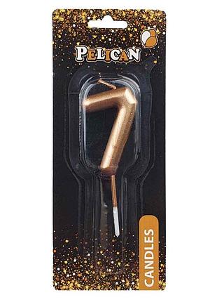 Свічка для торта pelican " " золото,5см