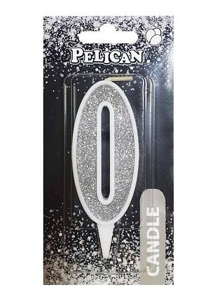 Свічка для торта цифра " " срібло 7см, tm pelican