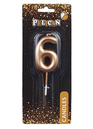 Свічка для торта pelican " " золото,5см