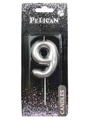 Свічка для торта pelican " " срібло 6см