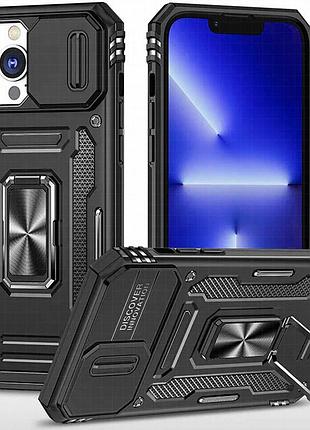 Ударопрочный чехол camshield army ring для apple iphone 12 pro max (6.7") черный / black