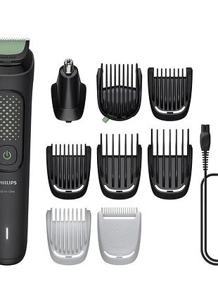 Триммер philips all-in-one trimmer 3000 series, для лица, головы, тела, аккум., насадок-9, сталь, черный