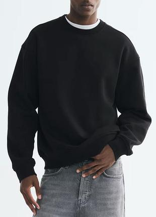 Черный мужской свитшот толстовка h&amp;m loose fit coupe ample