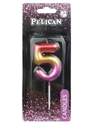 Свічка для торта pelican " " райдужна 6см